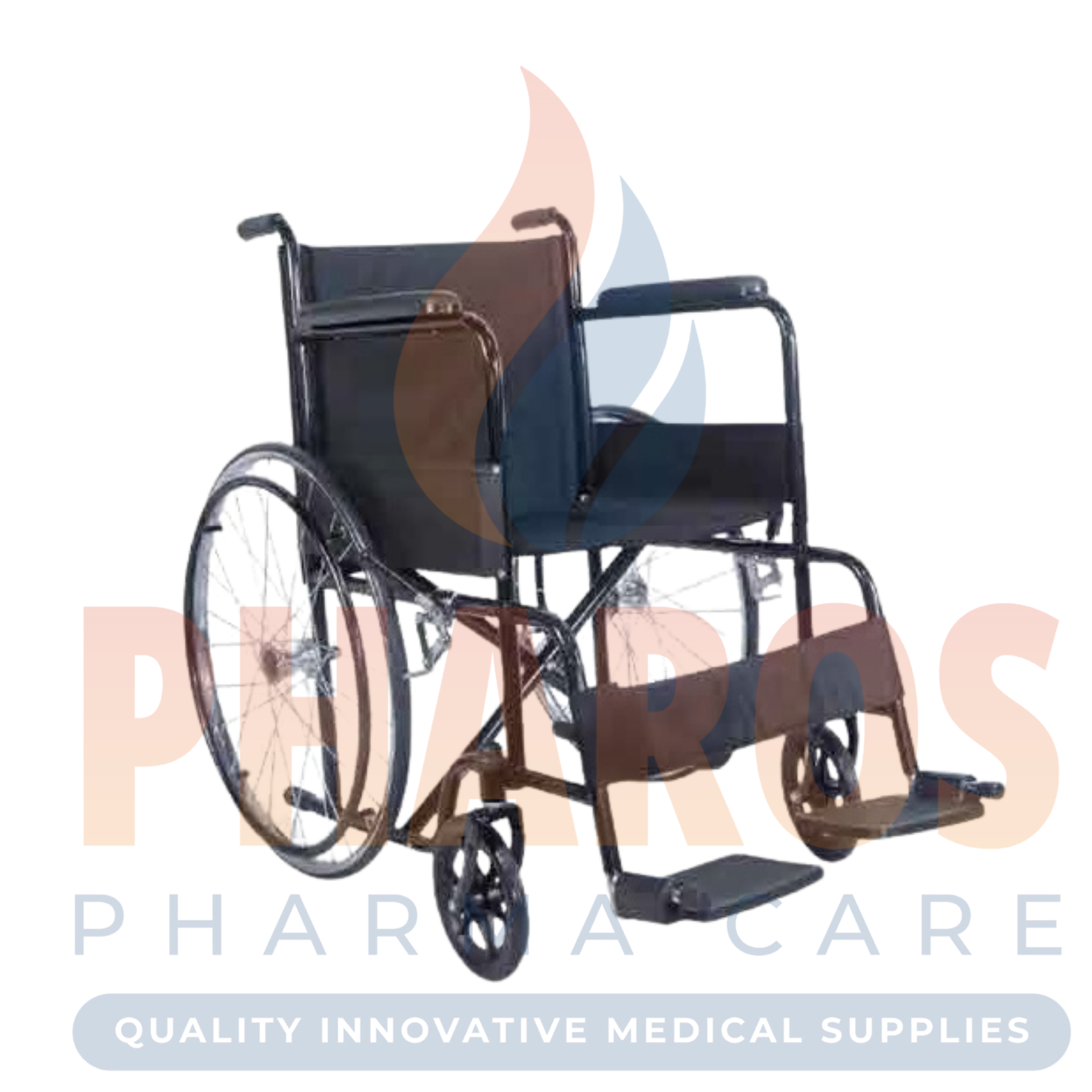 Wheelchair black powder coated solid wheel 46cm seat width 100kg